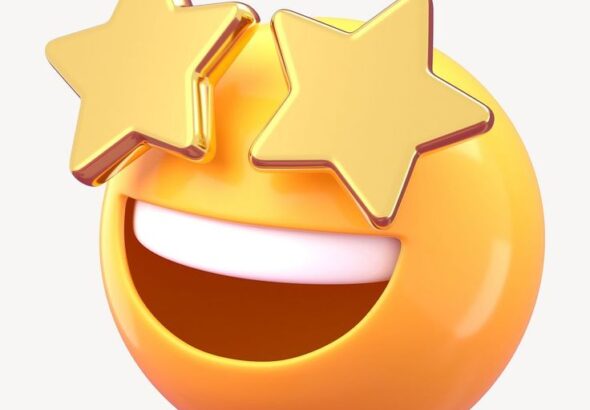 Star eyes 3D emoticon clipart psd